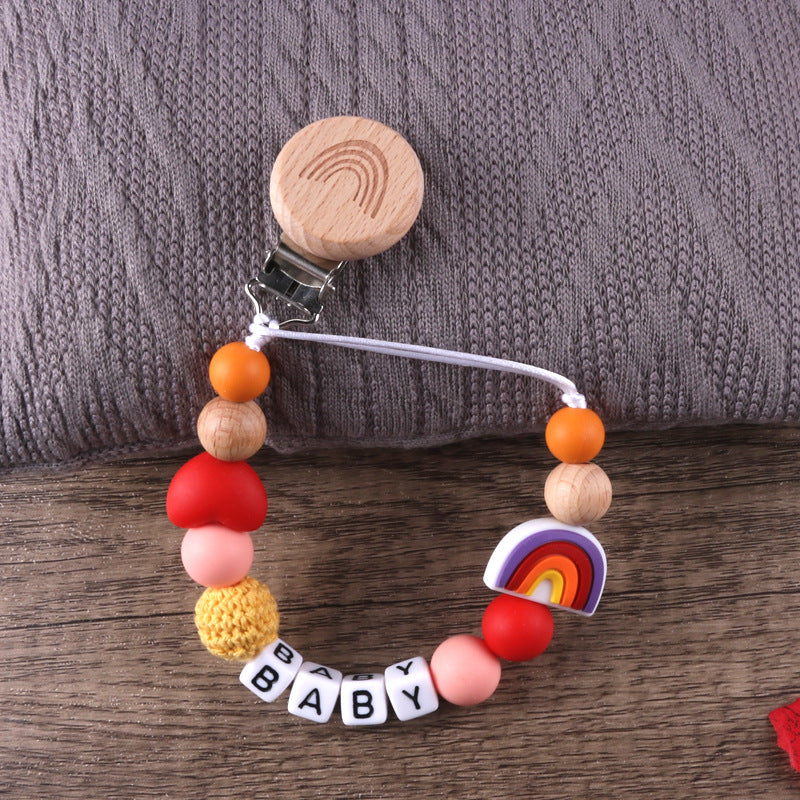 3pcs 3pcs Rainbow Beech Clip Pacifier Cadena Cadena Anti-Drop Clip